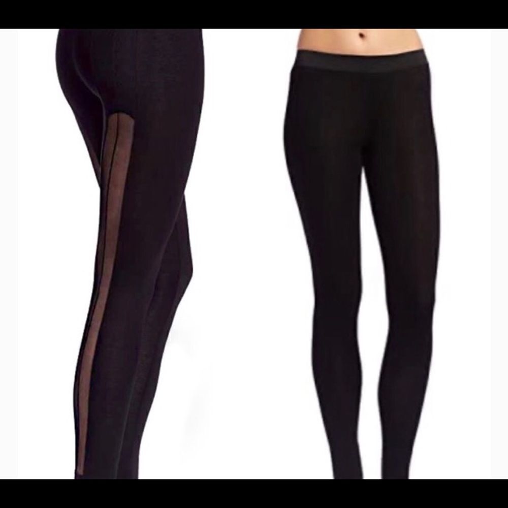 BCBGMaxAzria Black Stirrup Leggings w/Sheer Panels S